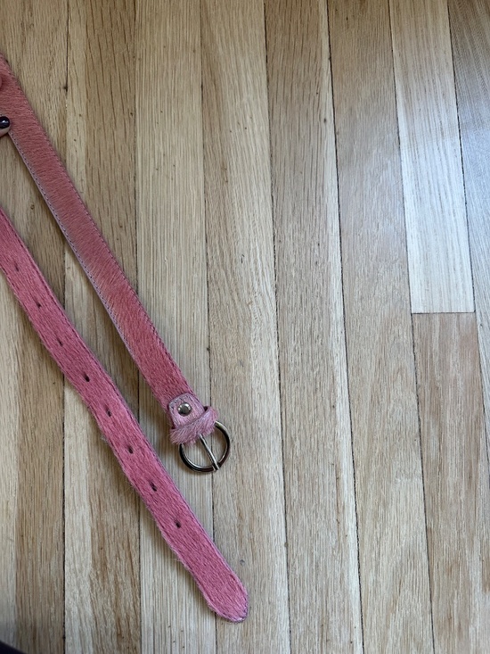 Italian leather pink fur belt